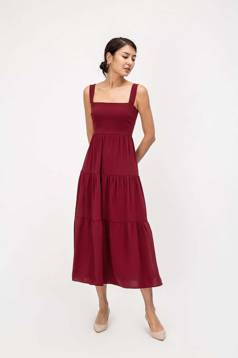 CARLENE TIERED MAXI DRESS W SLIT