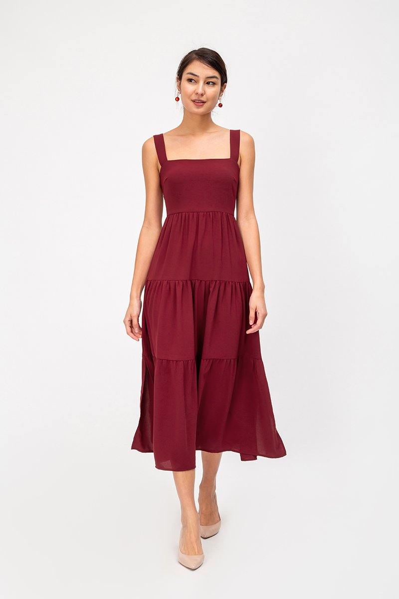 CARLENE TIERED MAXI DRESS W SLIT