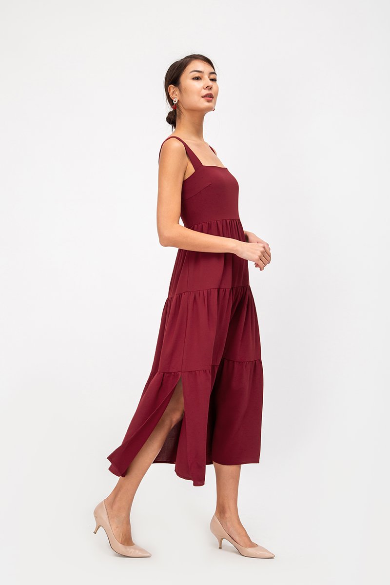 CARLENE TIERED MAXI DRESS W SLIT