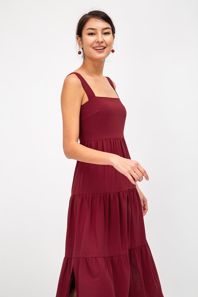 CARLENE TIERED MAXI DRESS W SLIT