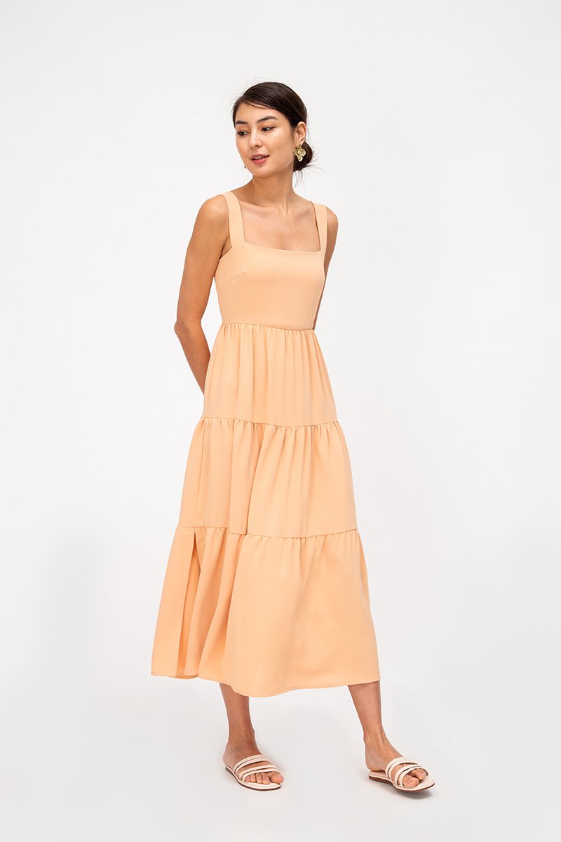 CARLENE TIERED MAXI DRESS W SLIT