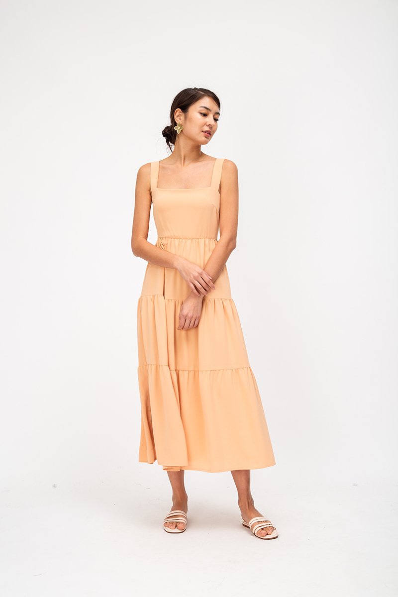 CARLENE TIERED MAXI DRESS W SLIT