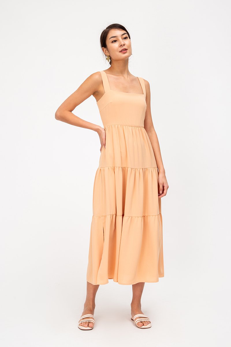 CARLENE TIERED MAXI DRESS W SLIT