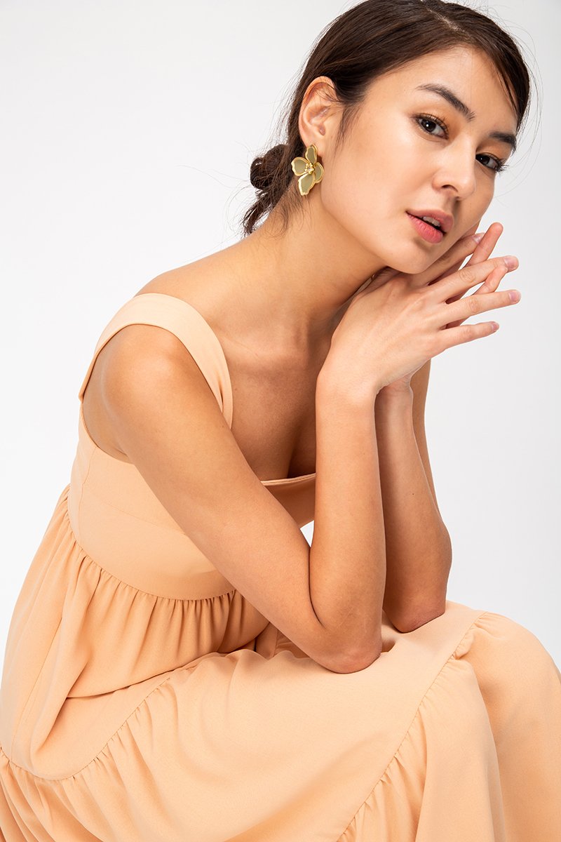 CARLENE TIERED MAXI DRESS W SLIT