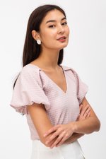 NOELLA JACQUARD PUFF SLEEVE TOP