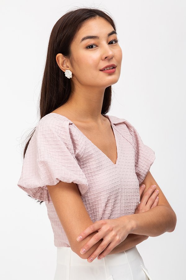 NOELLA JACQUARD PUFF SLEEVE TOP