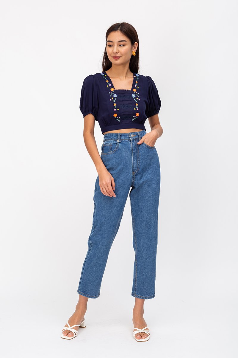 KALIA FLORAL EMBROIDERY CROP TOP