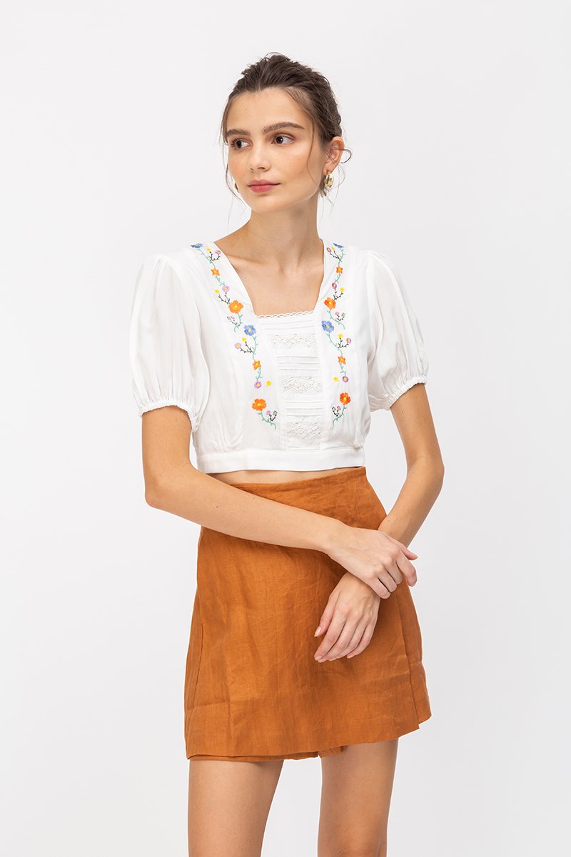 KALIA FLORAL EMBROIDERY CROP TOP
