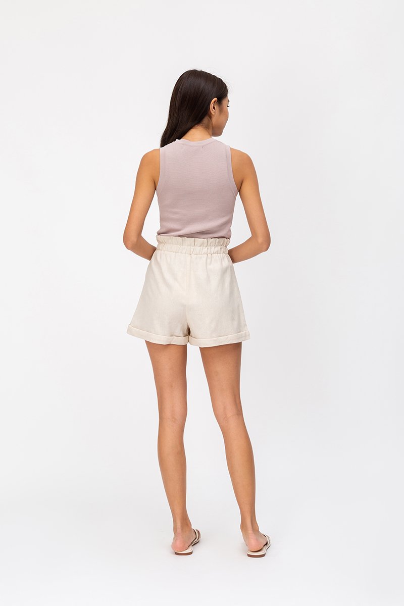 LEILA PAPERBAG LINEN SHORTS