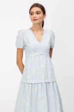 JESS FLORAL EMBROIDERED MIDI DRESS