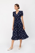 JESS FLORAL EMBROIDERED MIDI DRESS