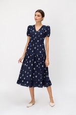 JESS FLORAL EMBROIDERED MIDI DRESS