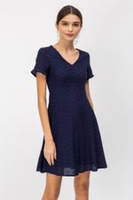 KATLYN EYELET FIT FLARE DRESS