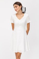 KATLYN EYELET FIT FLARE DRESS