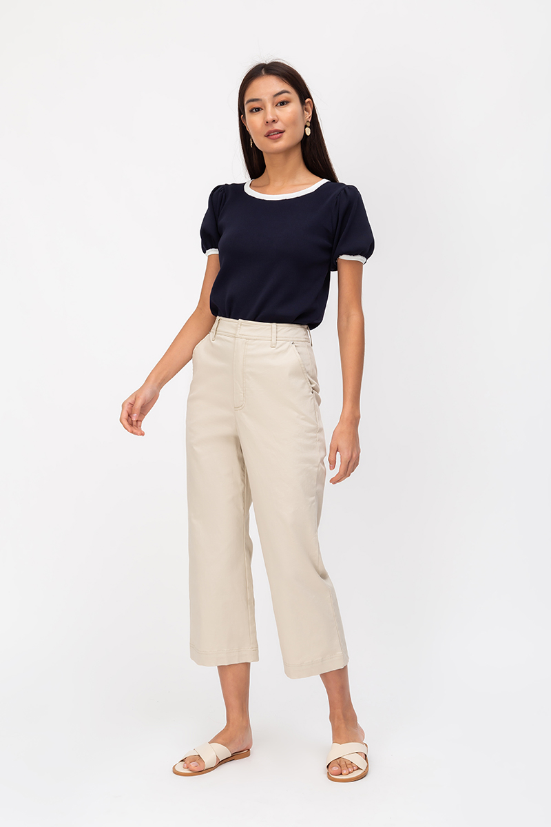 CHANELLE CONTRAST PIPING KNIT TOP