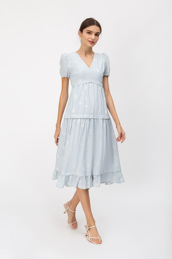 JESS FLORAL EMBROIDERED MIDI DRESS