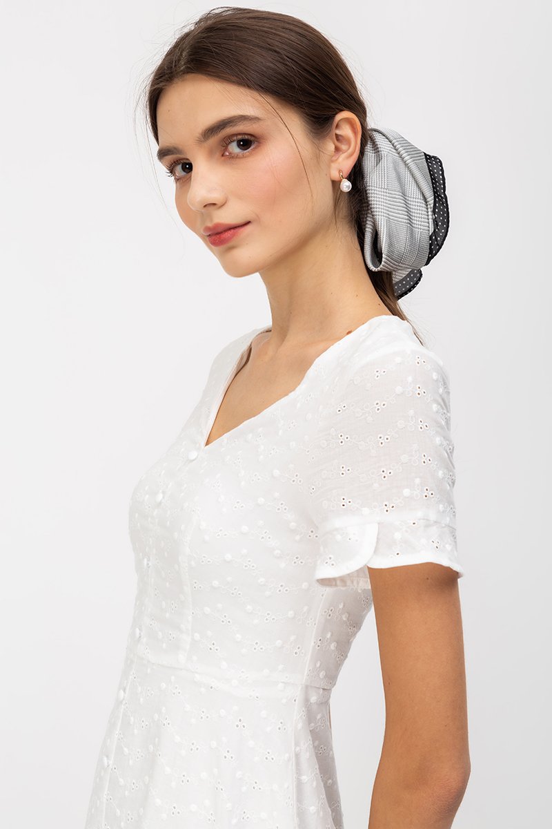 KATLYN EYELET FIT FLARE DRESS