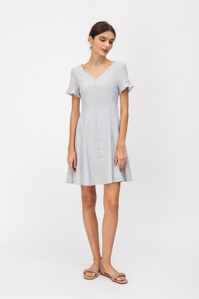 KATLYN EYELET FIT FLARE DRESS