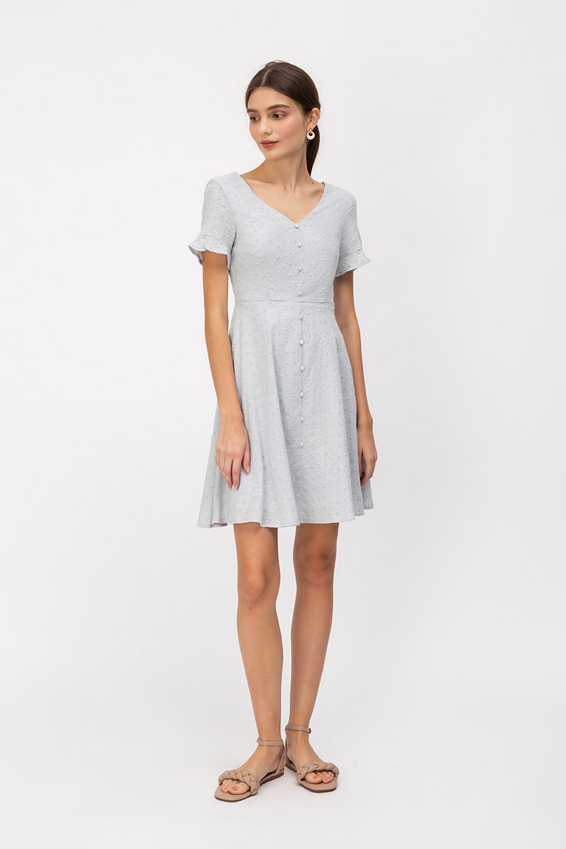 KATLYN EYELET FIT FLARE DRESS