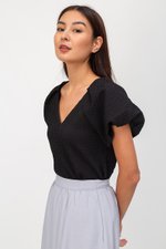 NOELLA JACQUARD PUFF SLEEVE TOP