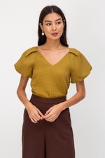 NOELLA JACQUARD PUFF SLEEVE TOP