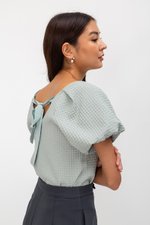 NOELLA JACQUARD PUFF SLEEVE TOP