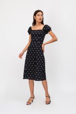 BRANDI POLKADOT MIDI DRESS W SLIT BRANDI POLKADOT MIDI DRESS W SLIT