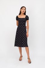 BRANDI POLKADOT MIDI DRESS W SLIT BRANDI POLKADOT MIDI DRESS W SLIT