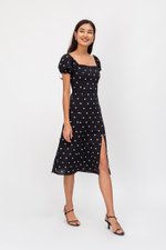 BRANDI POLKADOT MIDI DRESS W SLIT BRANDI POLKADOT MIDI DRESS W SLIT