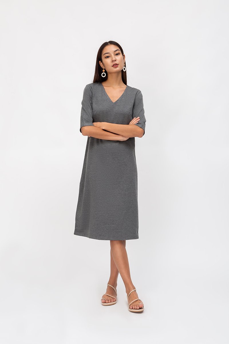 LINDEY VNECK MIDI DRESS