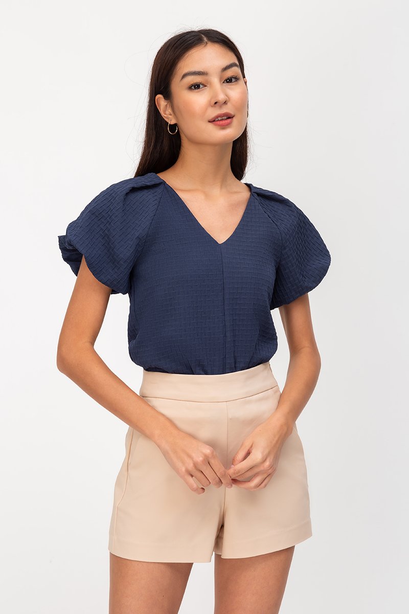 NOELLA JACQUARD PUFF SLEEVE TOP