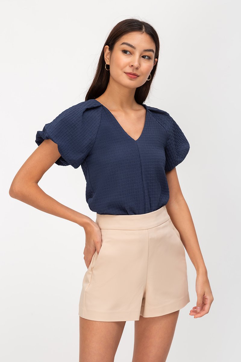 NOELLA JACQUARD PUFF SLEEVE TOP
