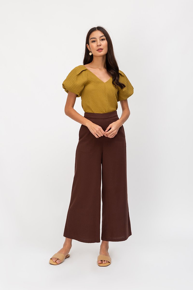 NOELLA JACQUARD PUFF SLEEVE TOP