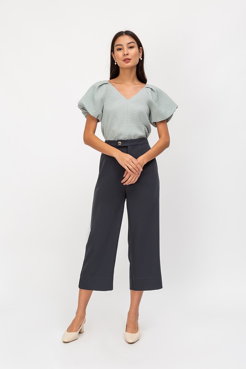 NOELLA JACQUARD PUFF SLEEVE TOP