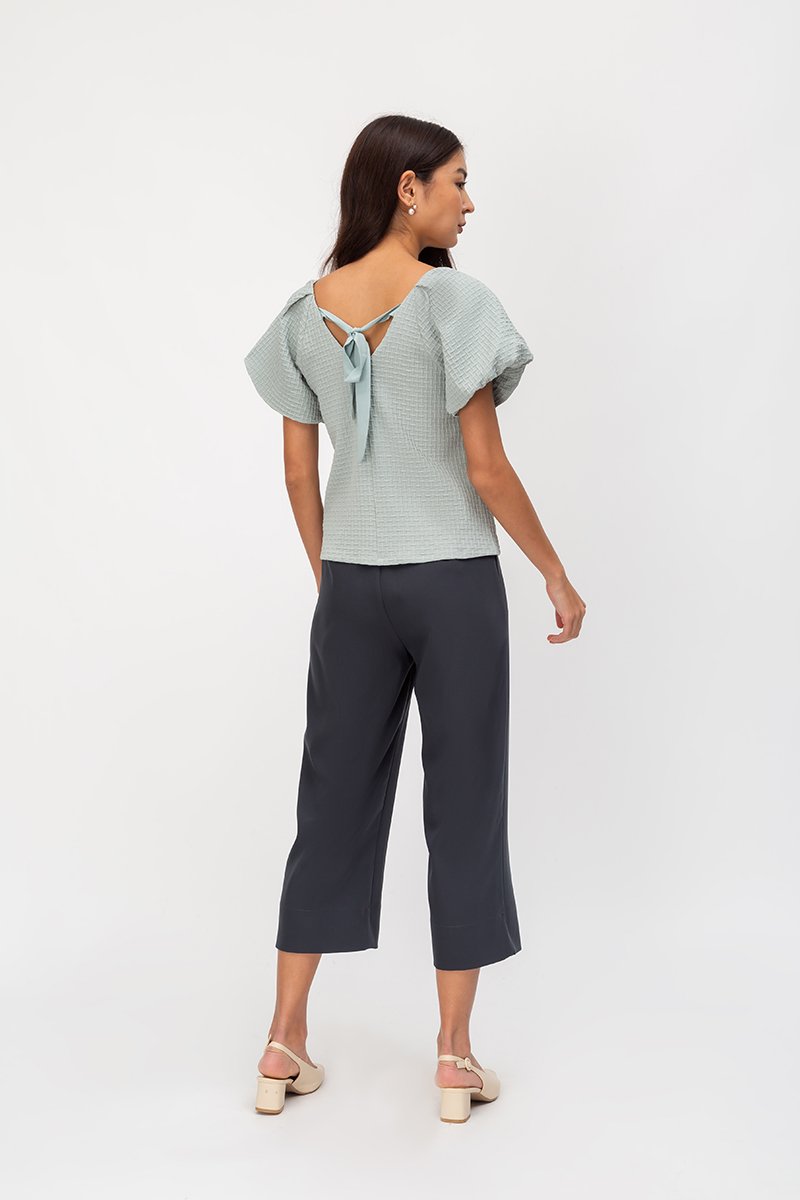 NOELLA JACQUARD PUFF SLEEVE TOP