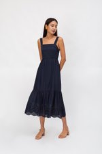 MIKAYLA EYELET MIDI DRESS