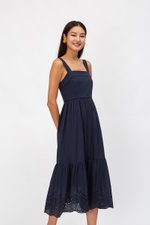 MIKAYLA EYELET MIDI DRESS