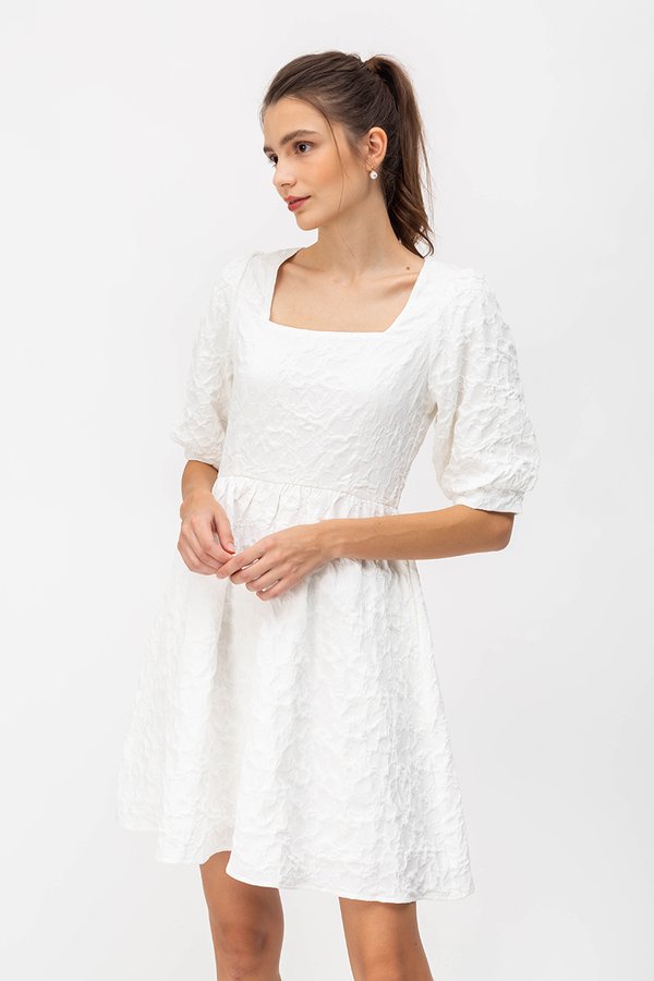 CINDIE JACQUARD FIT & FLARE DRESS