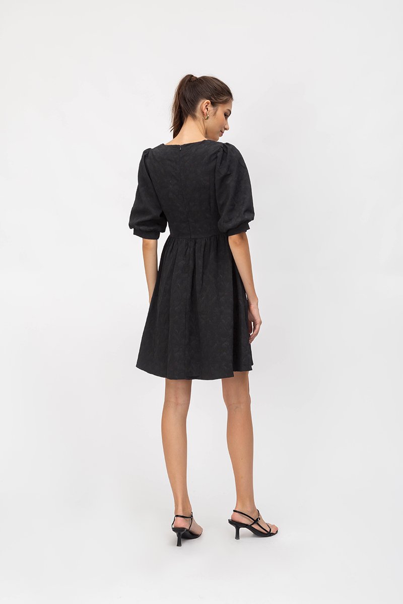 CINDIE JACQUARD FIT & FLARE DRESS