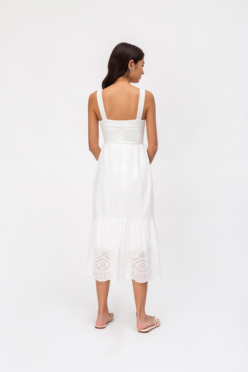 MIKAYLA EYELET MIDI DRESS