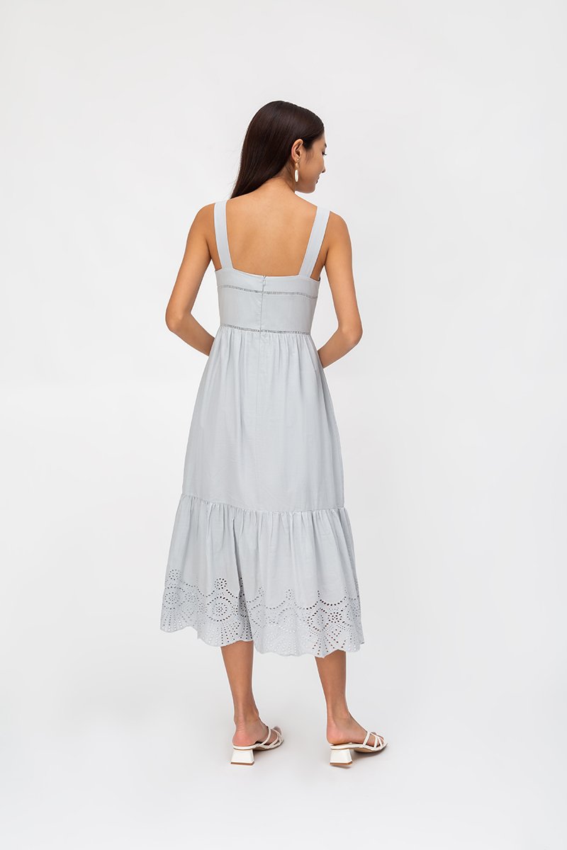 MIKAYLA EYELET MIDI DRESS