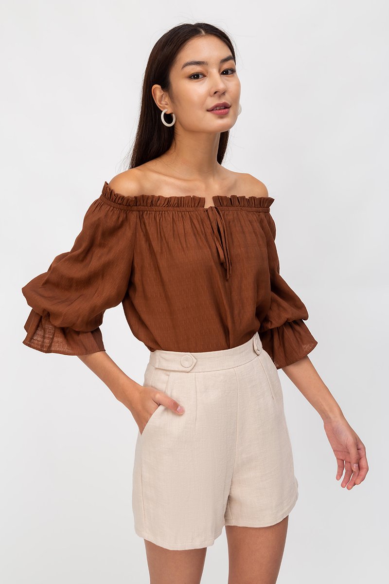 RUBY OFFSHOULDER BALLOON SLEEVE TOP