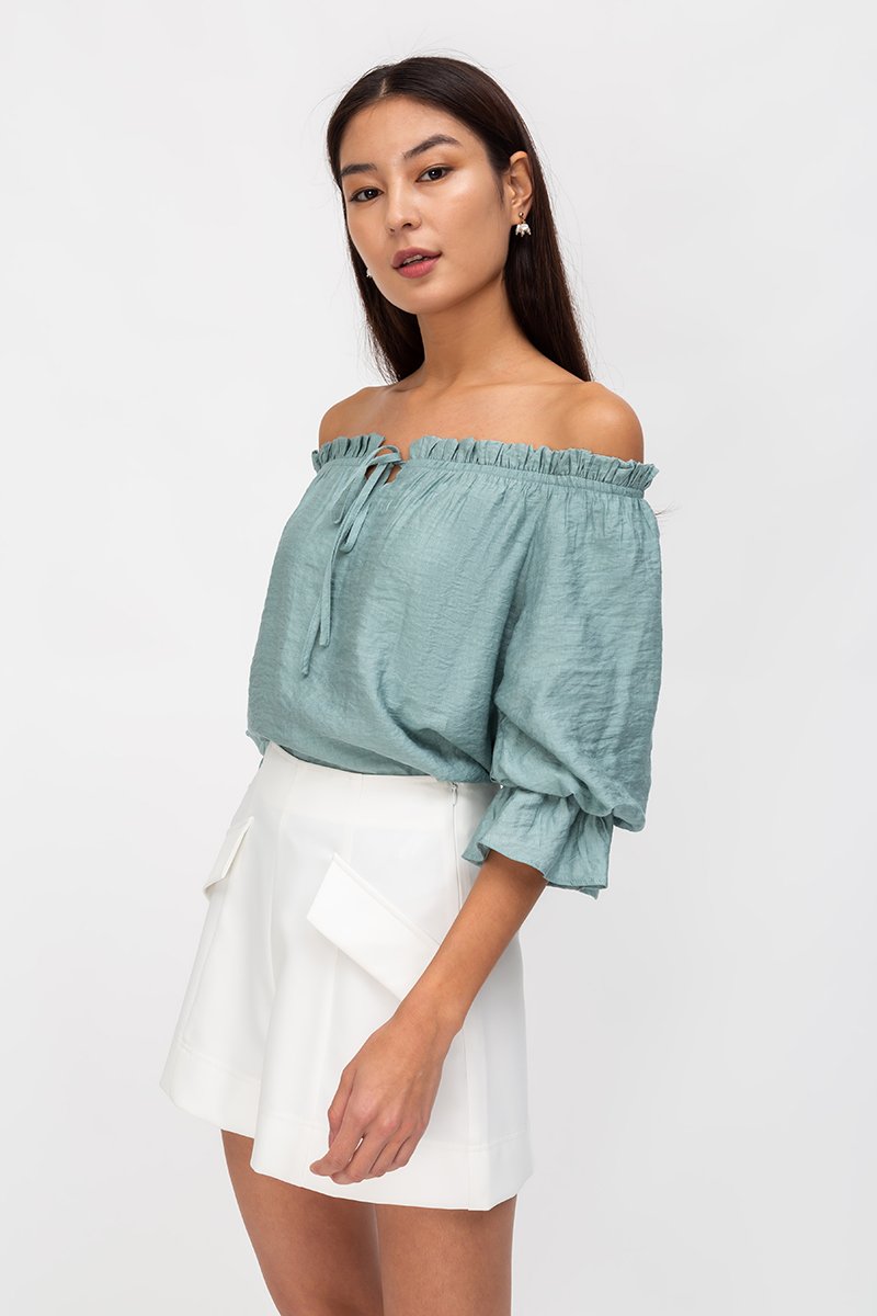 RUBY OFFSHOULDER BALLOON SLEEVE TOP