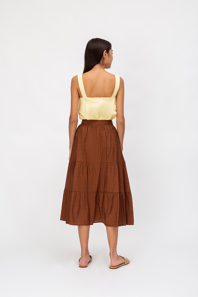 SANDY TIERED MIDI SKIRT