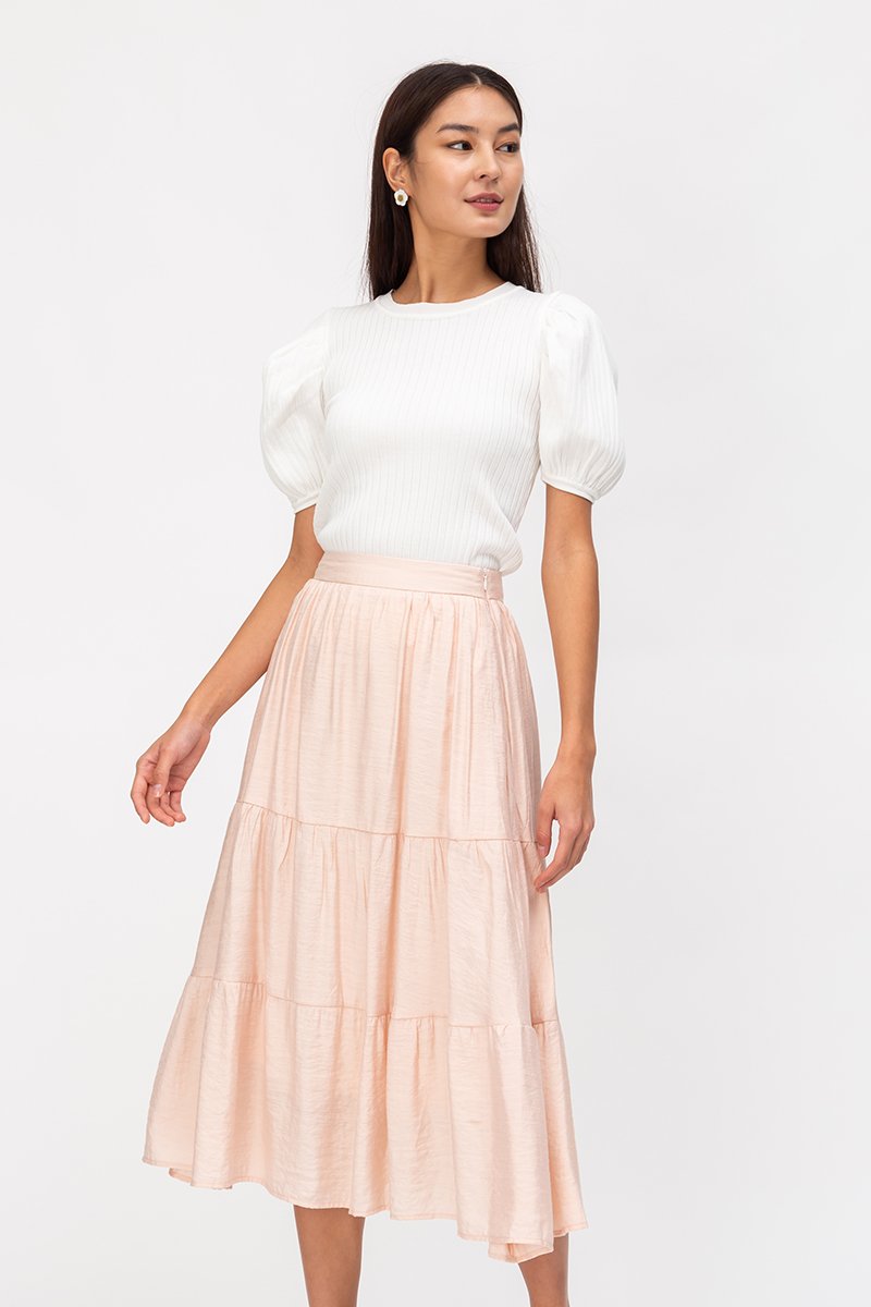SANDY TIERED MIDI SKIRT