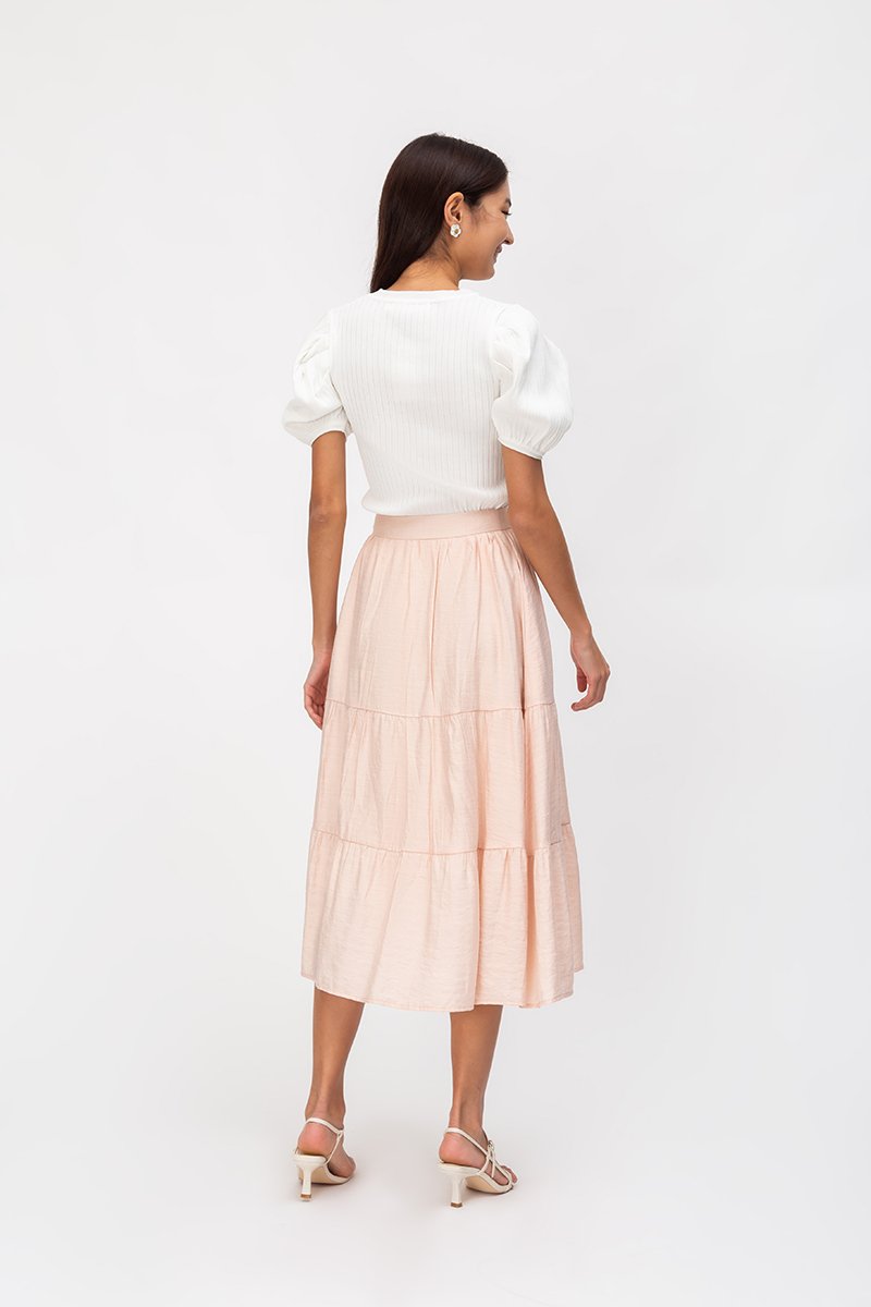 SANDY TIERED MIDI SKIRT