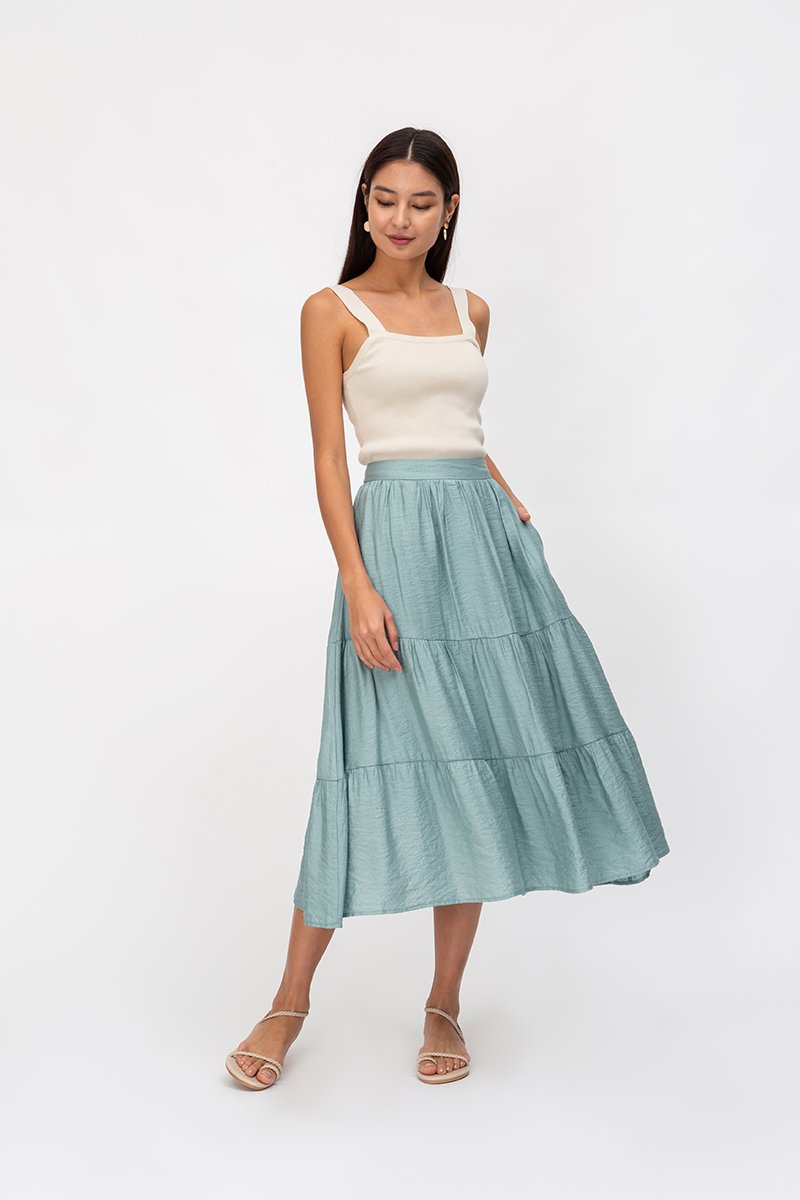 SANDY TIERED MIDI SKIRT