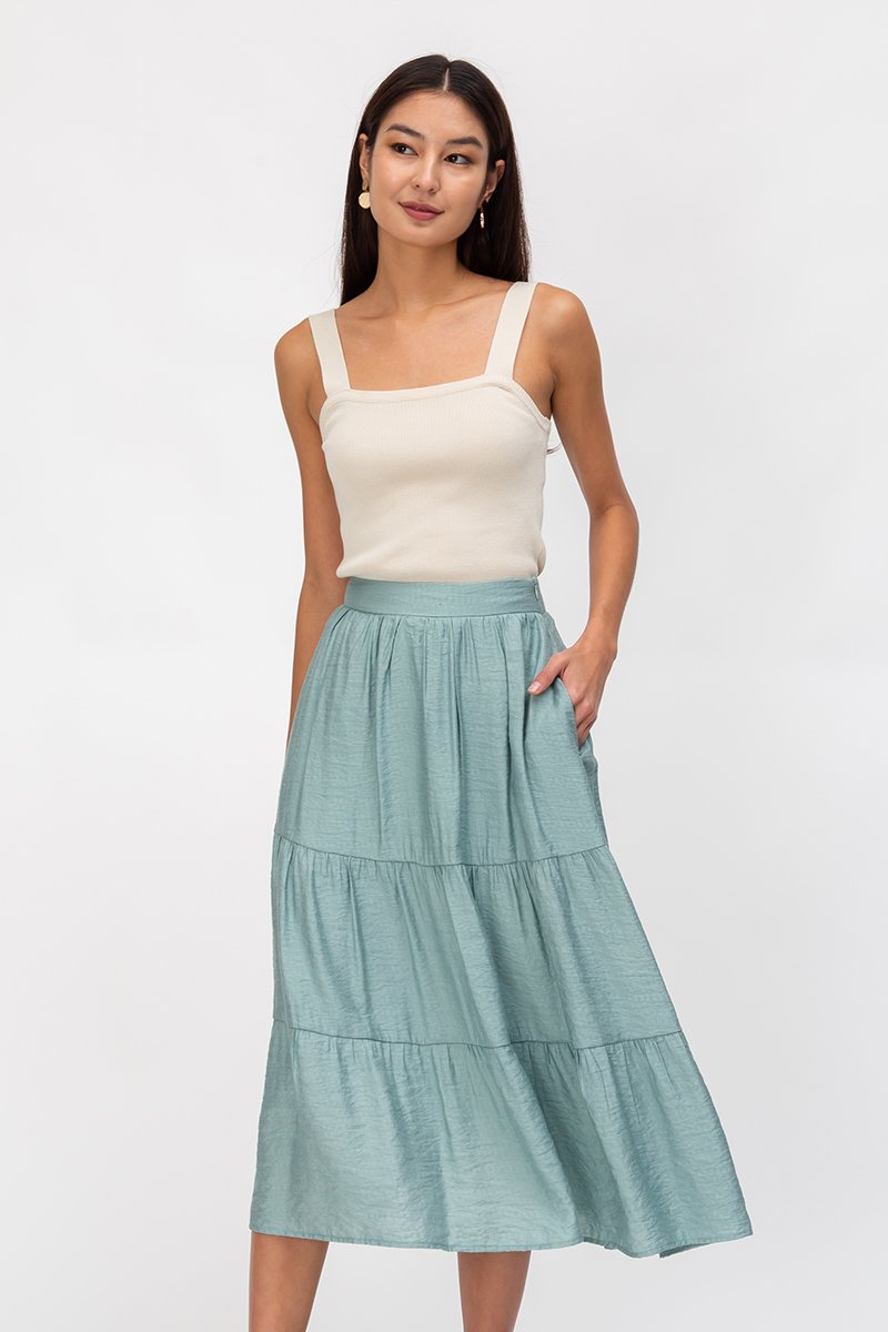 SANDY TIERED MIDI SKIRT