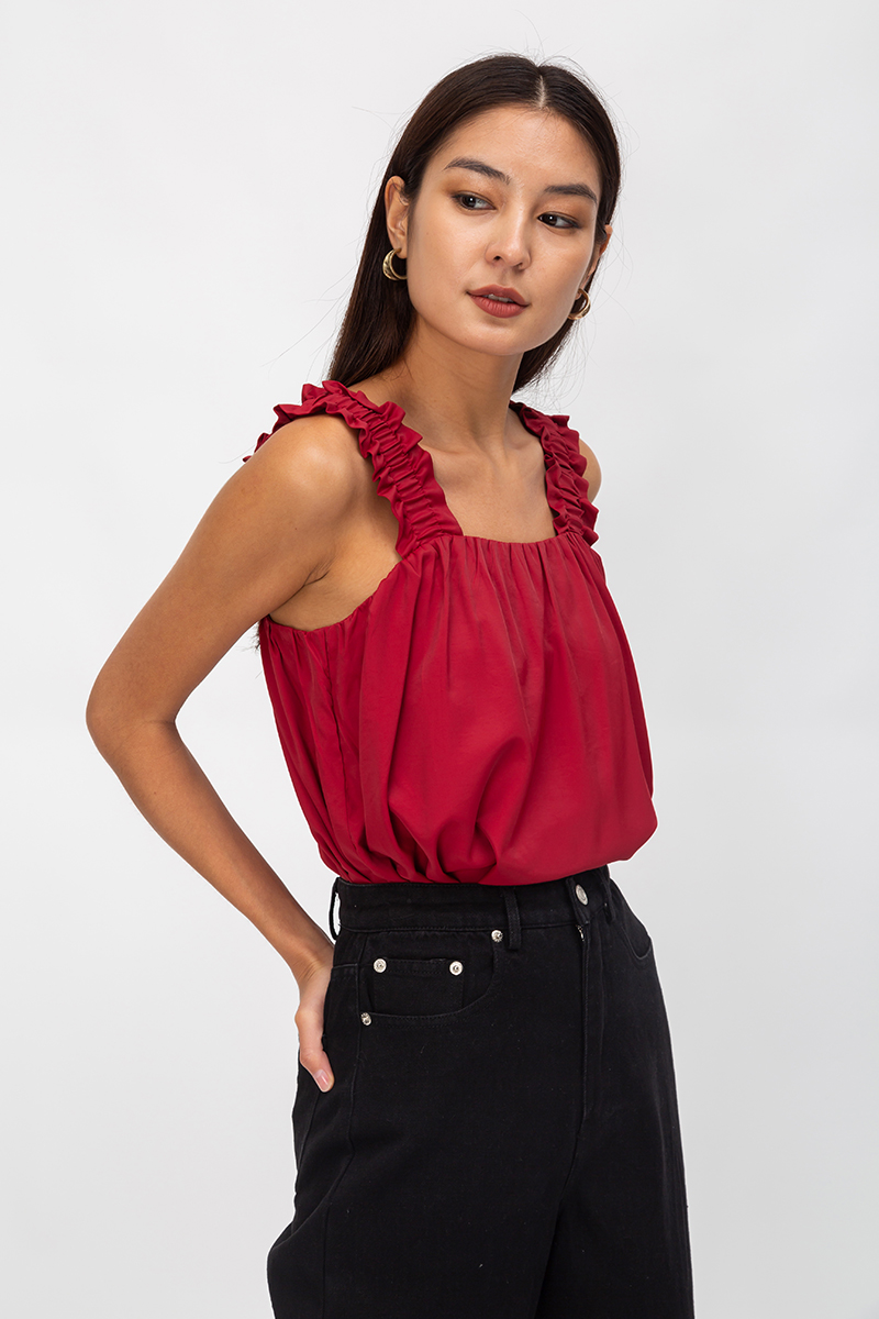 AYLIN RUCHED STRAPS TOP