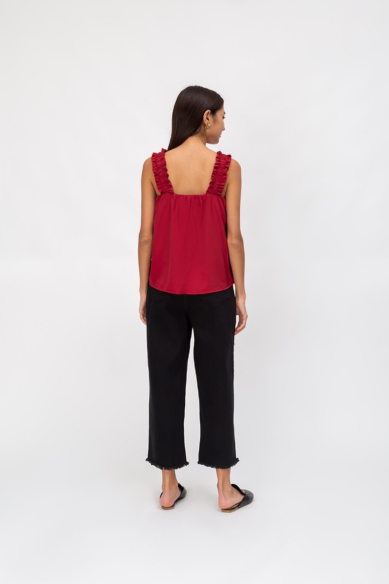 AYLIN RUCHED STRAPS TOP